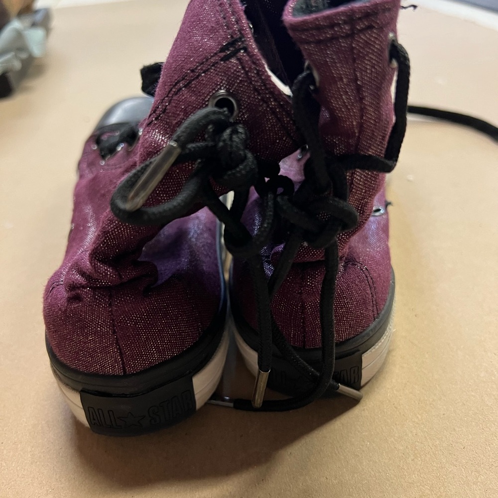 Purple shiny converse sneakers